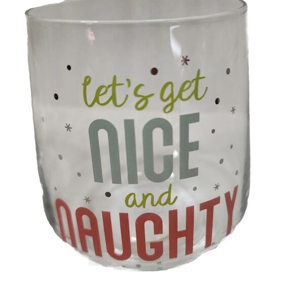 4 Pc Stemless Wine Glass Barware "Let's Get Nice And Naughty" Holiday Seasonal - Picture 5 of 15